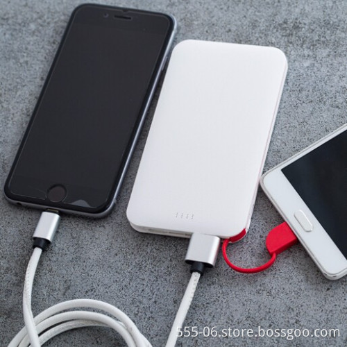 Promotional Slim Power Bank Built in Cable 5000mAh